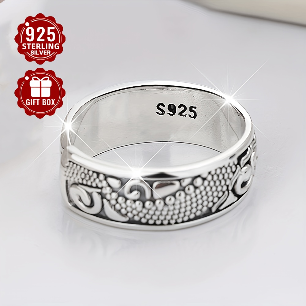 Dragon Pattern Sterling Silver Ring 6.6g